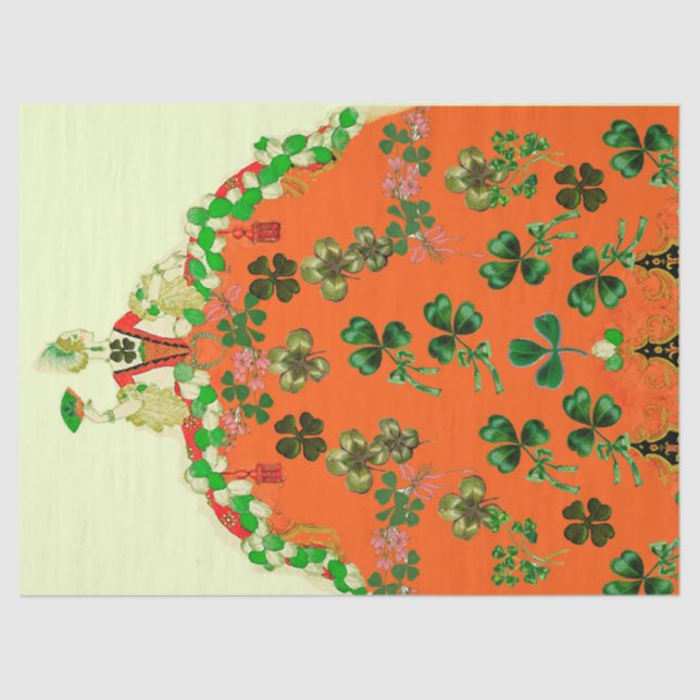 Papier Mousseline DAY ORANGE ET SHAMROCK St. Patricks Day Party (Recto)