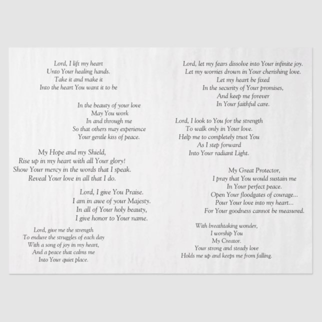 Papier Mousseline De belles prières découpage" Tissu (Recto)