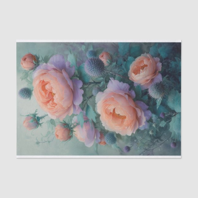 Papier Mousseline De magnifiques Roses de pêche (Recto)