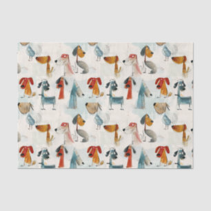 Papier Mousseline De mignons chiens blancs colorés dans des craies p