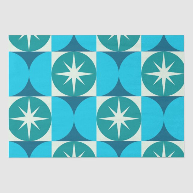 Papier Mousseline Début du milieu du siècle sur les cercles Turquois (Recto)