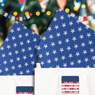 Papier Mousseline Déchirure étoilée Americana argent sur fond bleu m