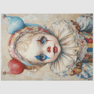 Papier Mousseline Déchoupage Cirque fille Jester clown