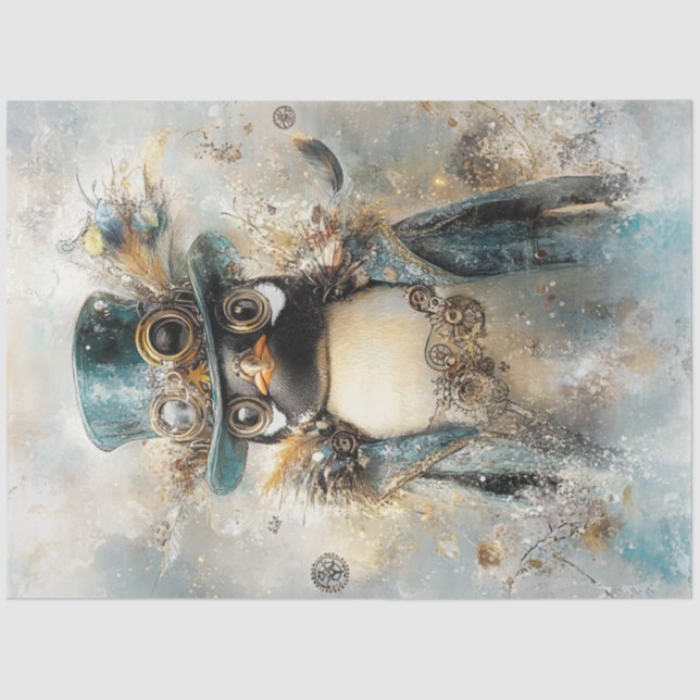 Papier Mousseline Déchoupage Thimsical Steampunk Tee de pingouin (Recto)
