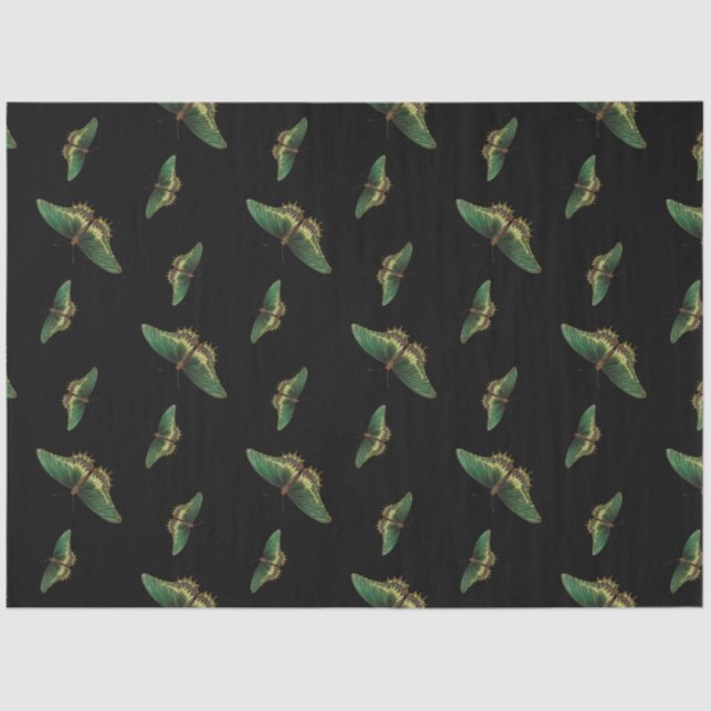 Papier Mousseline Décopage Vintage vert papillon (Recto)