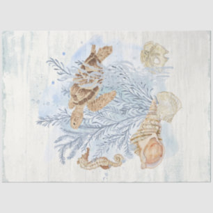 Papier Mousseline Décor côtier Décor Tortue de mer Cheval de mer Cor