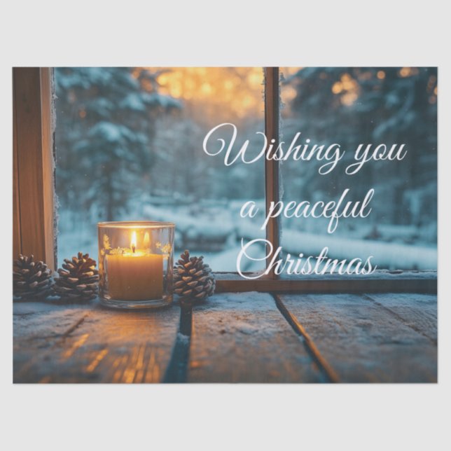 Papier Mousseline Décor de Noël d'hiver paisible dans la fenêtre (Recto)