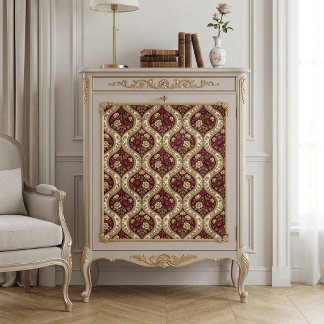Papier Mousseline Décor floral Art Nouveau Bourgogne ivoire victorie
