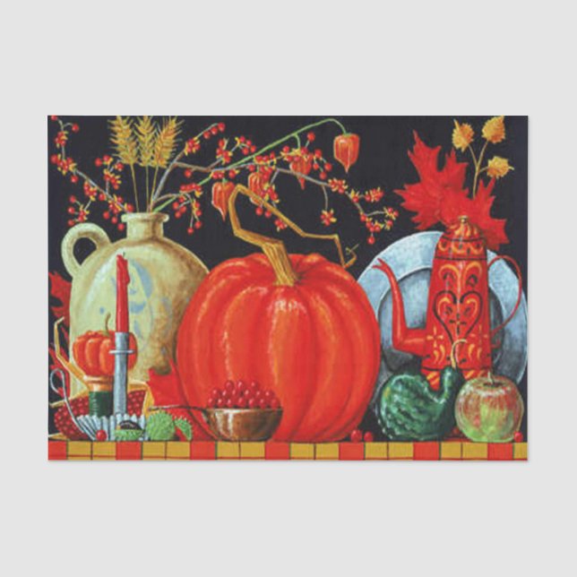 Papier Mousseline Décoration Citrouille Festive d'automne (Recto)
