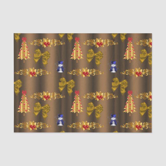 Papier Mousseline Décorations de Noël sur bronze (Recto)