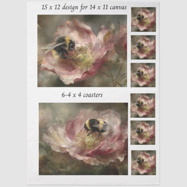 Papier Mousseline Decoupage 11x14 Design for Canvas Bumble Bee  (Recto)