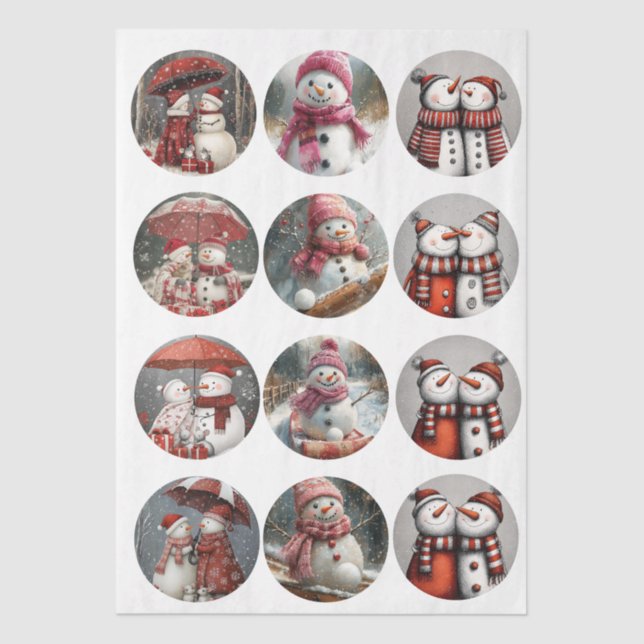 Papier Mousseline Decoupage 12 Whimsical 4" Coaster Santa Designs  (Recto)