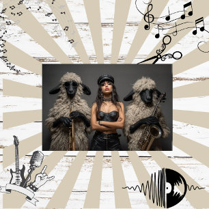 Papier Mousseline Découpage 2 Moutons et bande chic