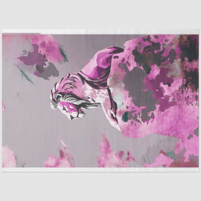 Papier Mousseline Découpage Abstrait de Lion rose (Recto)