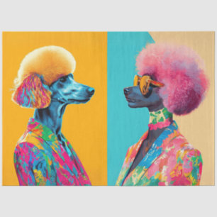 Papier Mousseline Découpage Abstrait Poodles colorés vifs