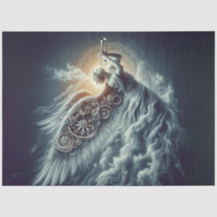 Papier Mousseline Découpage Ange céleste soufflant une trompette