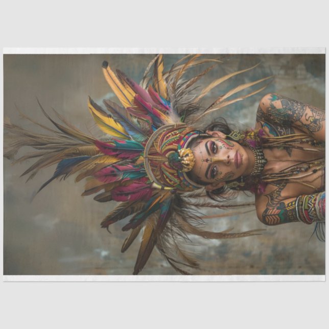Papier Mousseline Découpage Aponi Indien Américain signifiant Papill (Recto)