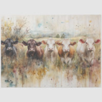 Découpage Aquarelle Highland Cow Lineup Russe