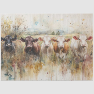 Papier Mousseline Découpage Aquarelle Highland Cow Lineup Russe