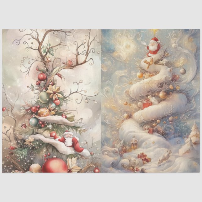 Papier Mousseline Découpage Arbre de Noël Whimsical 2 par feuille (Recto)