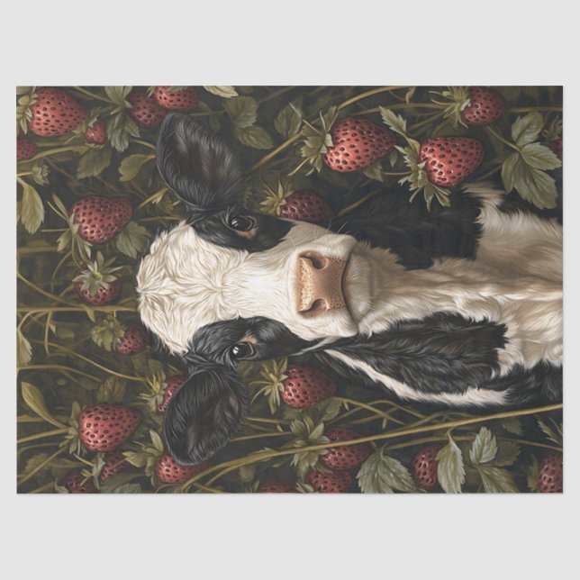 Papier Mousseline Découpage Arrière - plan de fraise de veau adorabl (Recto)