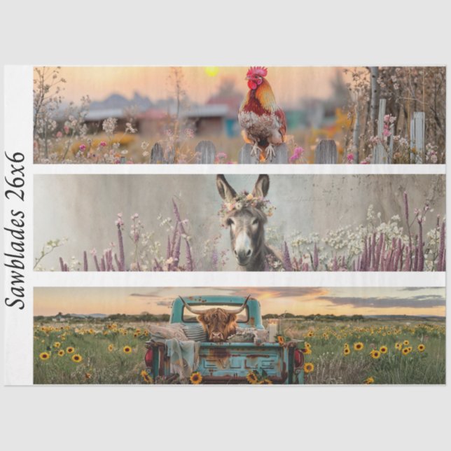 Papier Mousseline Découpage Art animal de ferme pour scies à main (Recto)