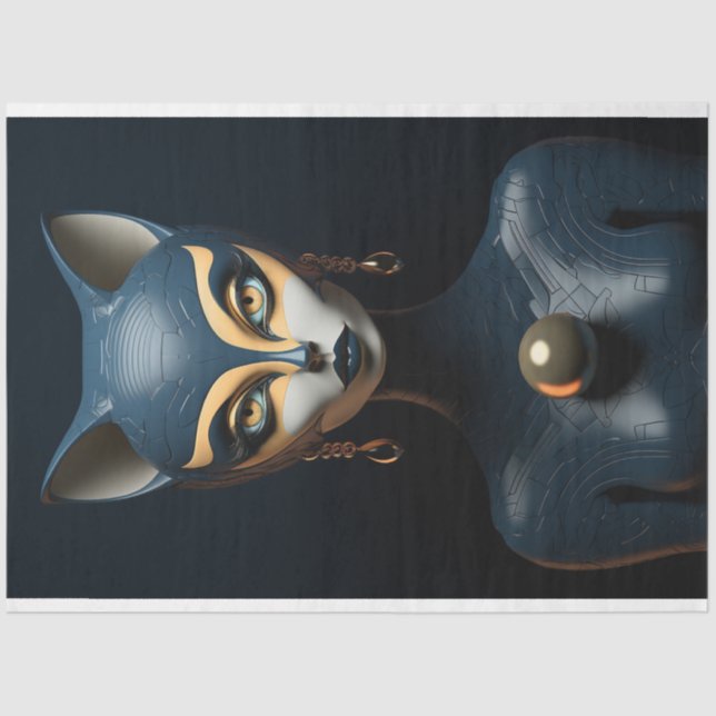 Papier Mousseline Découpage Art Déco Chat (Recto)