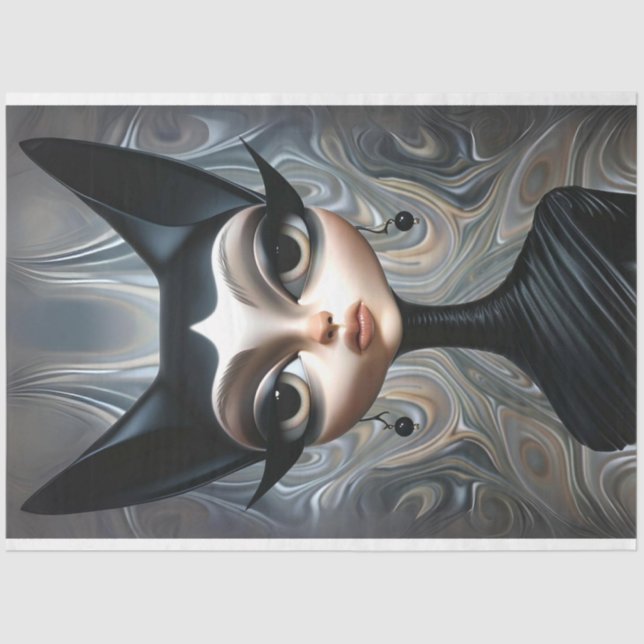 Papier Mousseline Découpage Art Déco Sphinx Sophistiqué Chat (Recto)