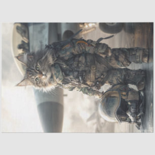Papier Mousseline Découpage Aviateur de chats militaires Whimsical