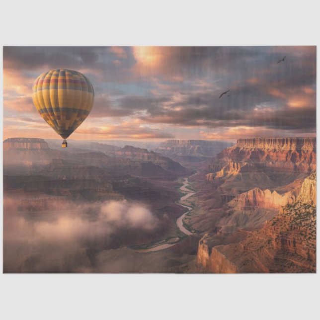 Papier Mousseline Découpage Balloon à air chaud Grand Canyon coucher (Recto)