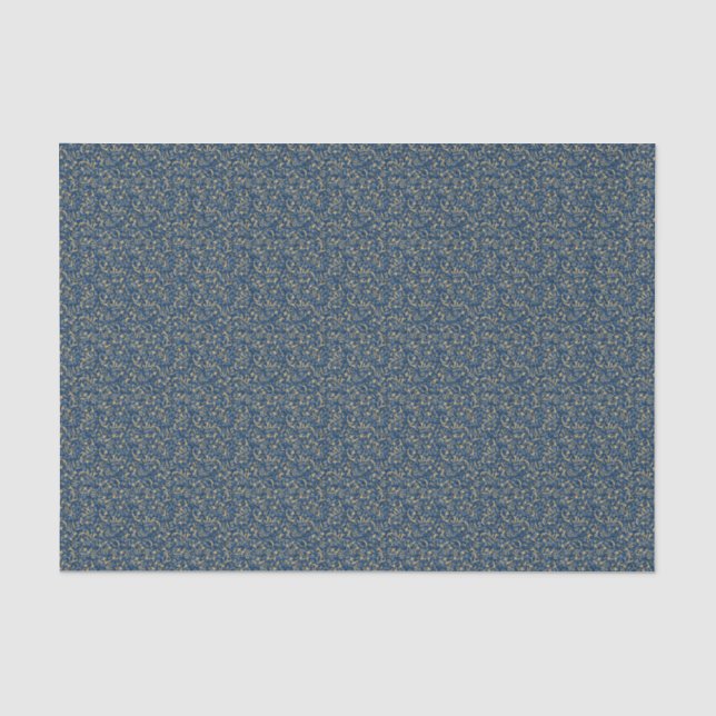 Papier Mousseline Découpage baroque bleu et or (Recto)