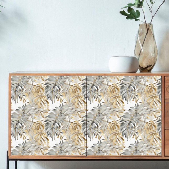 Papier Mousseline Découpage Beaux Feuilles de Palme d'or Argent (Créateur téléchargé)