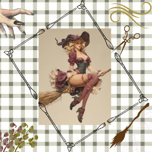 Papier Mousseline Découpage Belle Sorcière Volant Broomstick dentell