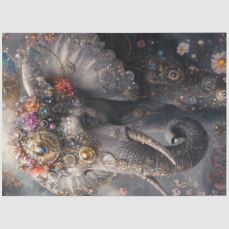 Papier Mousseline Découpage Bijoux d'éléphants fantaisie ornés