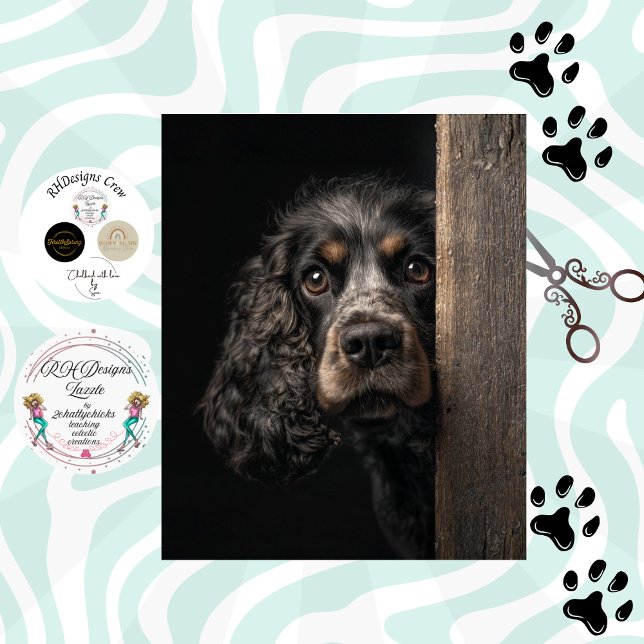 Papier Mousseline Decoupage Black Brown Cocker Spaniel Sadie (Créateur téléchargé)