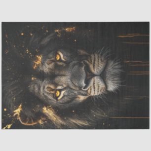 Papier Mousseline Découpage Black Lion Gold Conception Abstraite de 