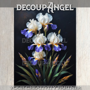 Papier Mousseline Découpage blanc et bleu Iris