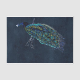Papier Mousseline Découpage bleu nuit vintage Peacock