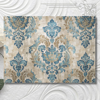 Papier Mousseline Découpage bleu vintage élégant