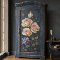 Découpage botanique élégant de rose et d'iris vint