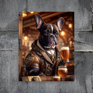Papier Mousseline Découpage - Bouledogue Steampunk et bière -