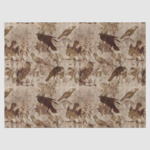 Papier Mousseline Découpage Brown d'oiseaux et de branches