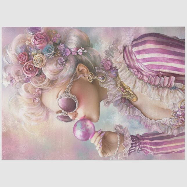 Papier Mousseline Decoupage Bubble Gum Retro Chic Hot Days Summer  (Recto)