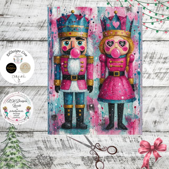 Papier Mousseline Decoupage Bubblegum Royalty Nutcracker Couple  (Créateur téléchargé)
