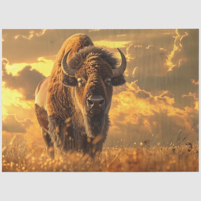 Papier Mousseline Découpage Buffalo Indian Territory Coucher de sole (Recto)