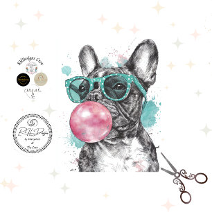 Papier Mousseline Découpage Bulldog Fantaisiste Bubble Gum