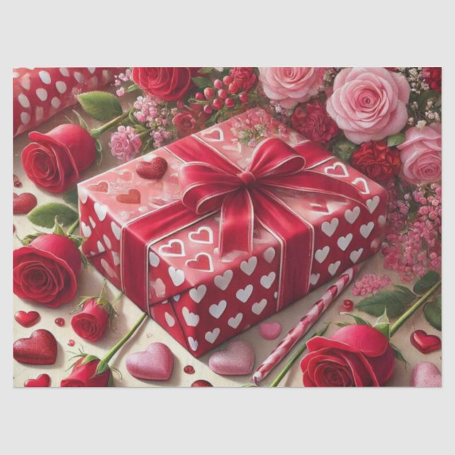 Papier Mousseline Découpage Cadeaux de Jour des Valentines Papier Ti (Recto)