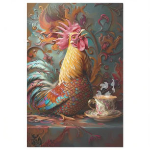 Papier Mousseline Découpage Café de poulet orné Whimsical 2