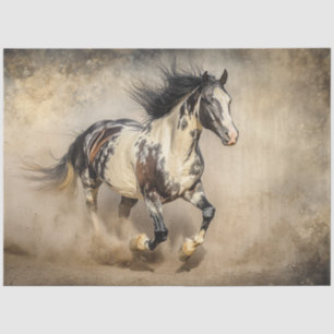 Papier Mousseline Découpage Captivant Paint Horse Running Dusty
