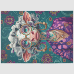 Papier Mousseline Découpage Caricature Whimsical Lady Cow Bella Moo